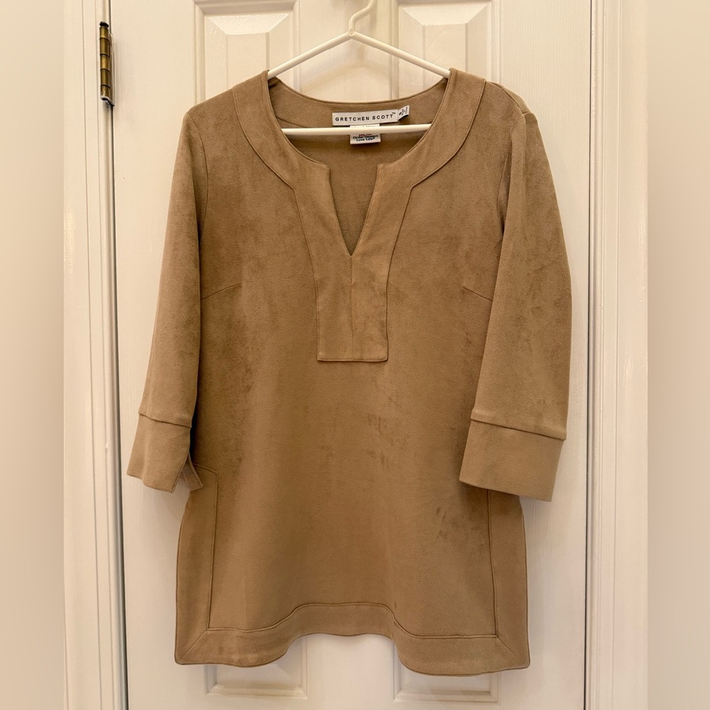 NWOT Gretchen Scott Beige Ultra Suede Top